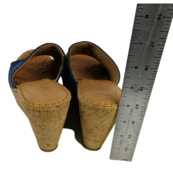 Born Sandals Blue Denim Size 10 M Eugenia  Cork Wedge Open Toe New - Picture 7 of 8